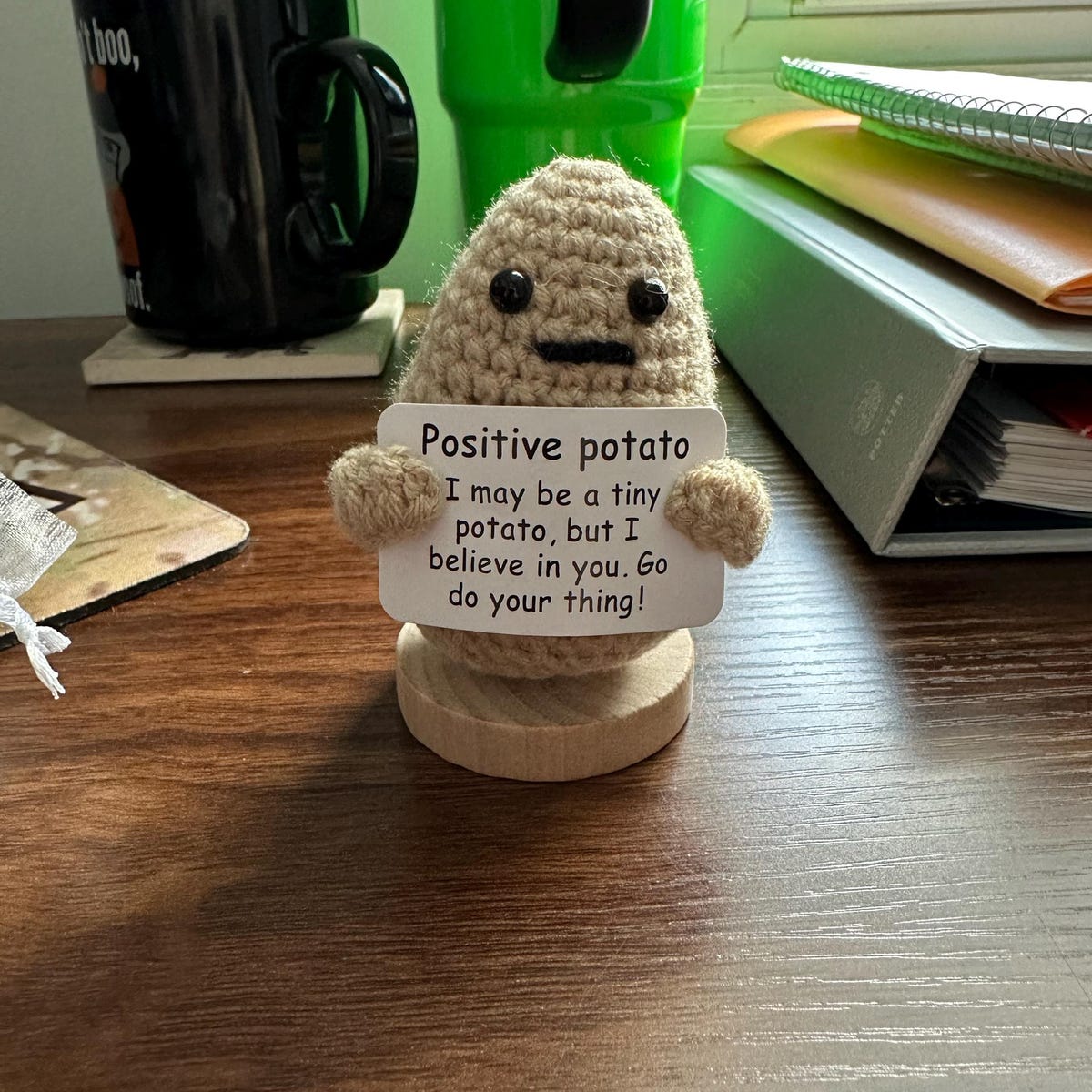 Lovely Handmade Crocheted Positive Potato Gift with Holder - Crochet Start